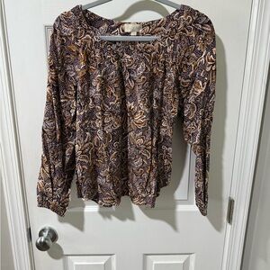LOFT Paisley Blouse in Plum and Cream